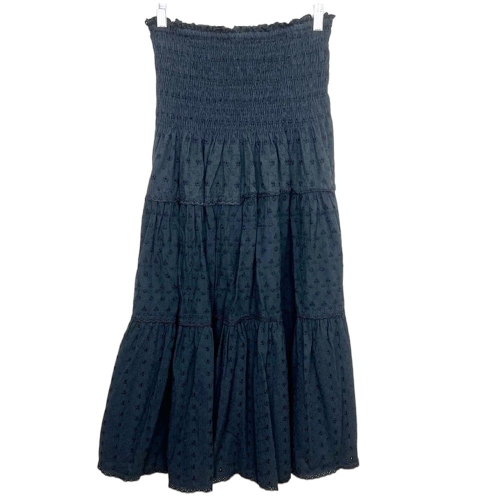 Paul Berman Smocked Black Eyelet Whimsigoth Fairy Skirt